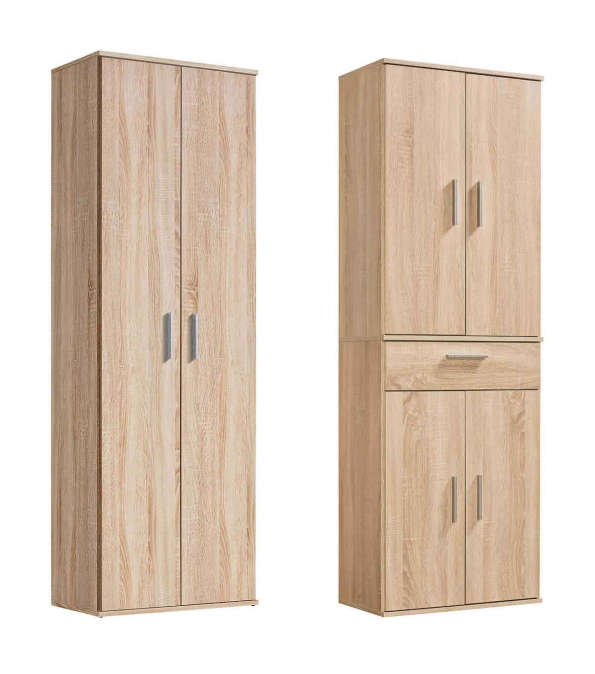 MEHRZWECKSCHRANK SET Der Allzweckwaffe - Silberfarben/Sonoma Eiche, Holzwerkstoff (60/180/34cm) - Mokebo