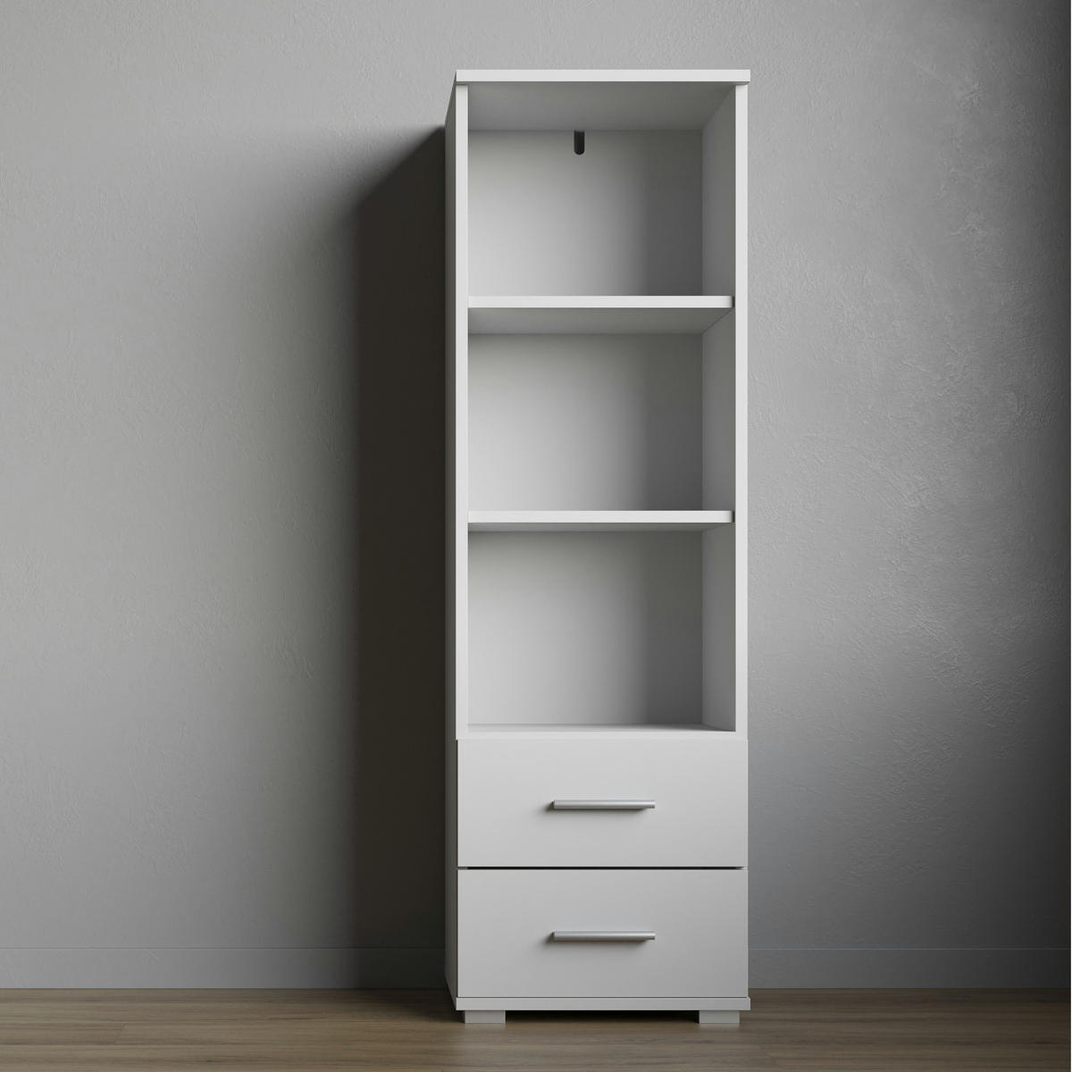 BÜCHERREGAL FAUSKE REG1-2S Schubladen Weiß - Weiß, Holzwerkstoff/Kunststoff (40/130/34cm) - Komodee