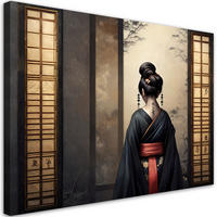 LEINWANDBILD Japanische Geisha - Gelb, Textil (120/80cm) - Feeby
