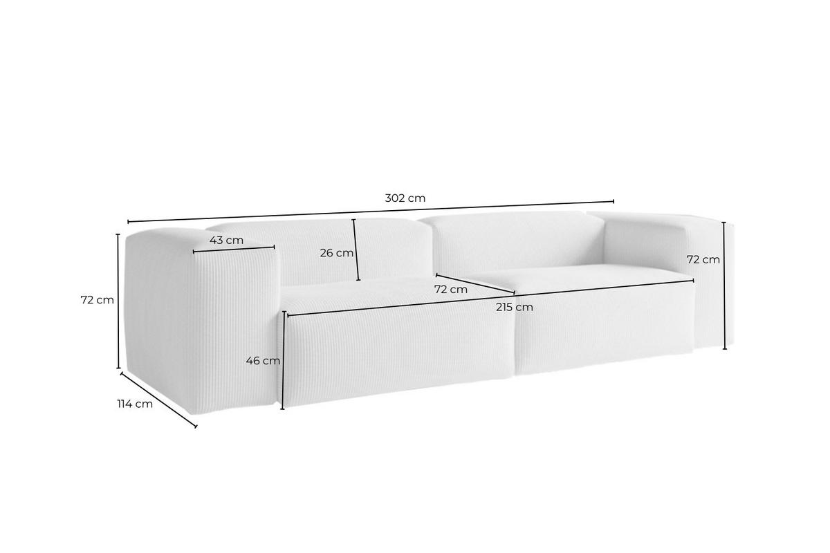 SOFA CELESTE Schwarz Lederfaserstoff - Schwarz, Leder/Kunststoff (302/72/114cm) - KAWOLA