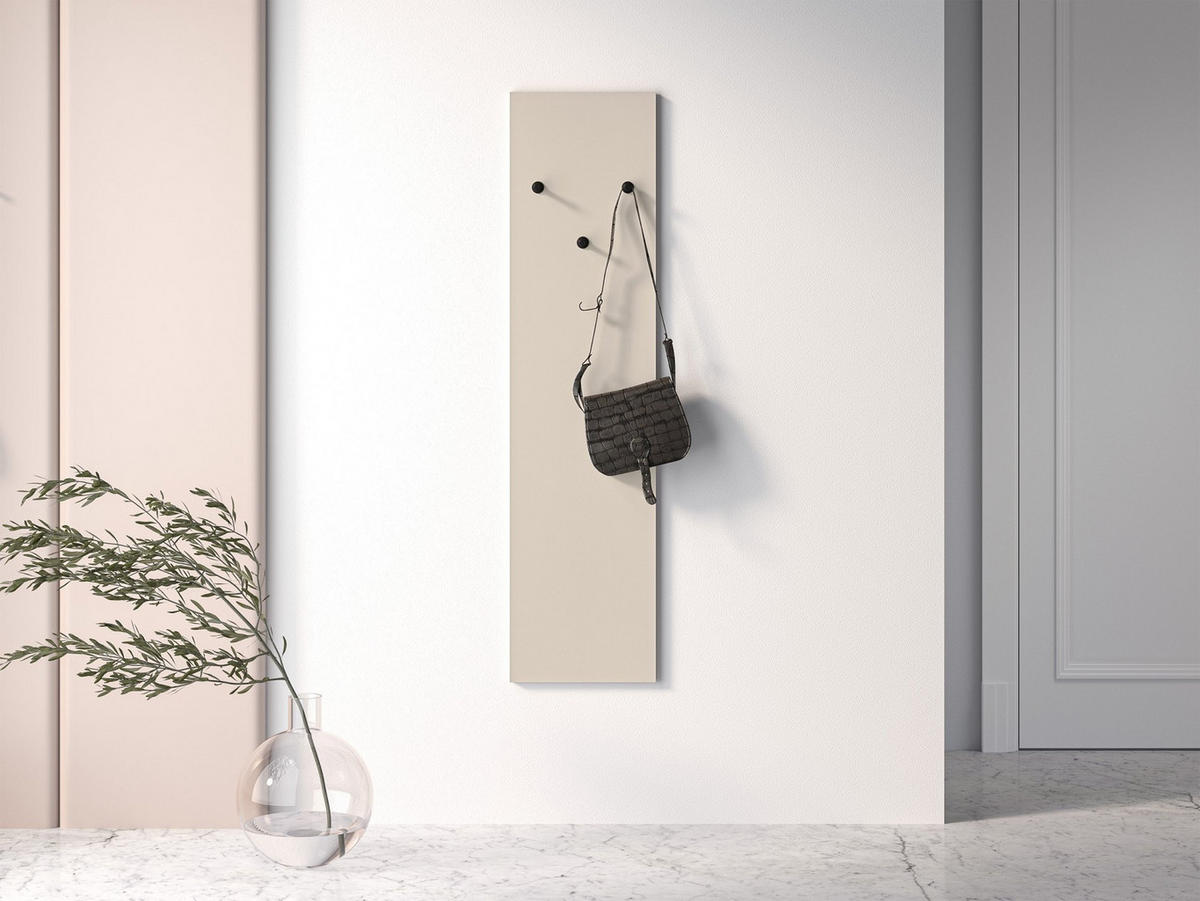 WANDGARDEROBE Caletto Beige mit 3 Haken 34 cm - Beige/Schwarz, Holzwerkstoff (34/137/2cm) - Selsey