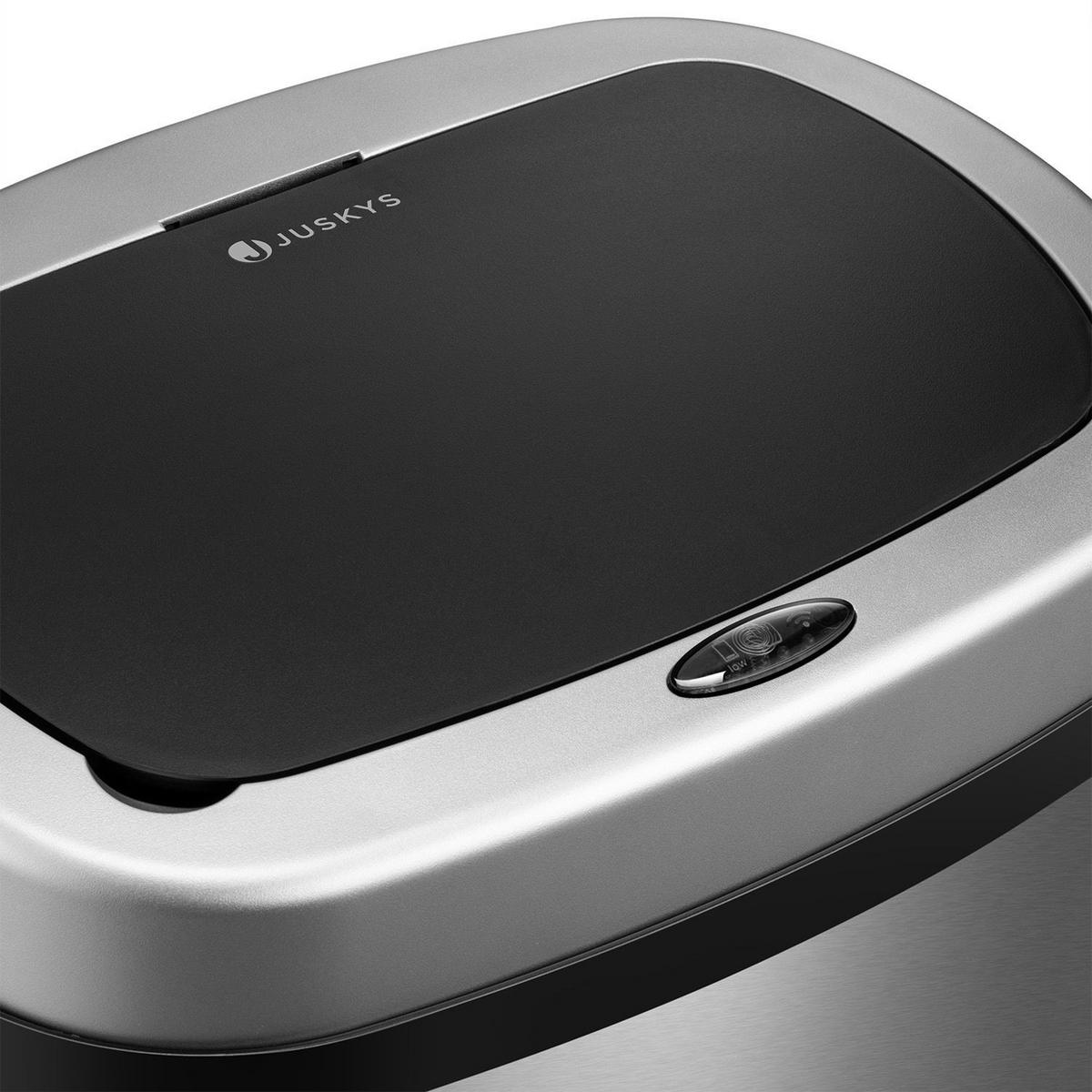 MÜLLEIMER viereckig 70L silber mit Sensor - Silberfarben, Metall (40/73/29cm) - Juskys