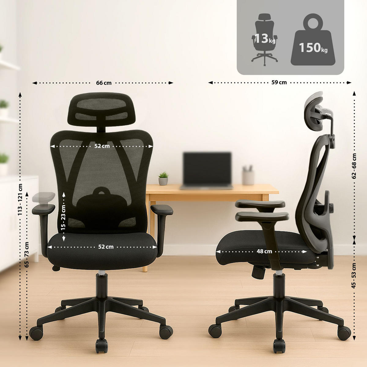 BÜROSTUHL Xylo schwarz - Schwarz, Kunststoff/Metall (66/121/59cm) - TPFLiving