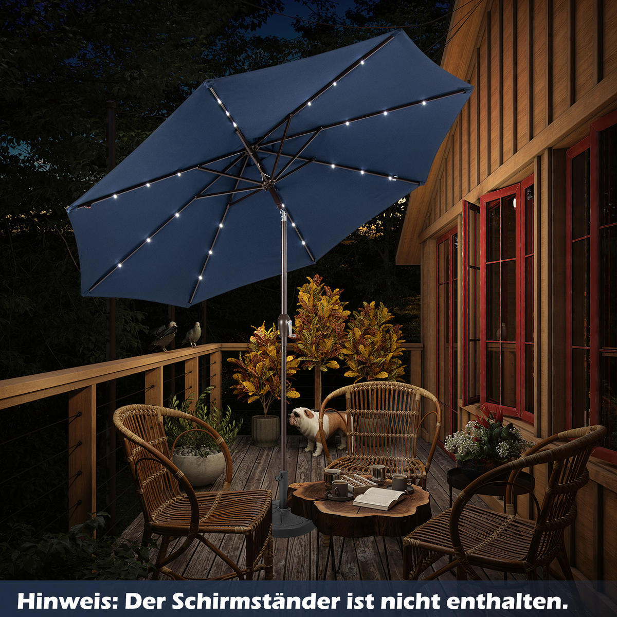 PATIO-SCHIRM Marineblau - Dunkelblau, Kunststoff (300/300cm) - COSTWAY