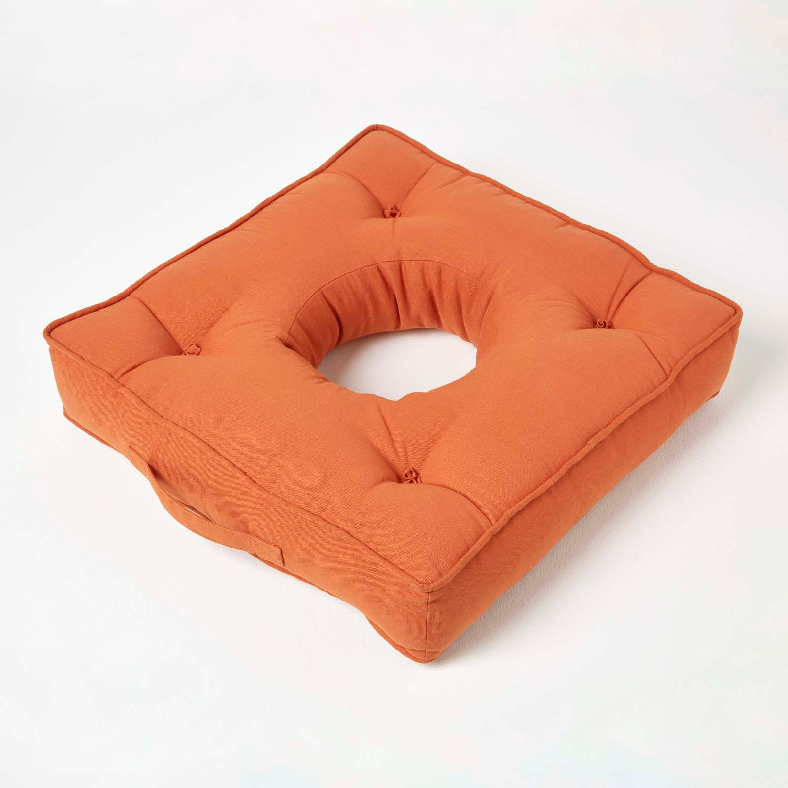 SITZKISSEN mit Aussparung terracotta 50/50/10 cm – Entlastungskissen, Baumwolle - Orange, Textil (50/50/10cm) - Homescapes
