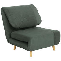 2-IN-1 Schlafsofa Schlafsessel Klappmatratze Gästebett Klappbett Grün - Naturfarben/Grün, Holz/Textil (89/83/82cm) - HOMCOM