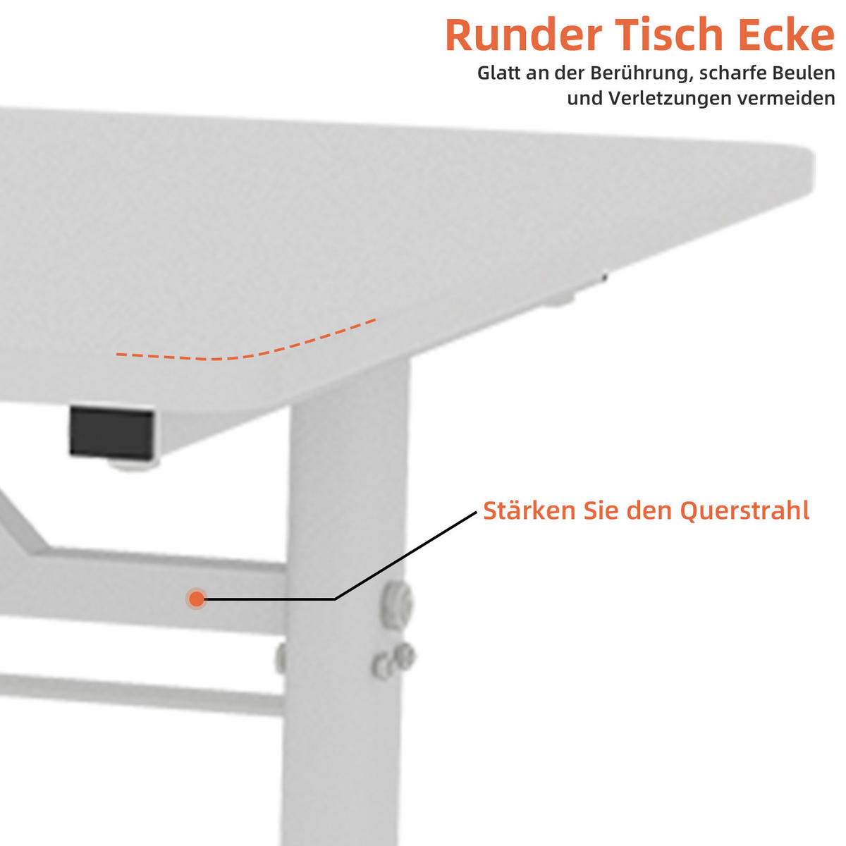 SCHREIBTISCH Weiß 120/60/90 cm höhenverstellbar mit Kurbel Metallrahmen manuell - Weiß, Metall (60/120/90cm) - PANGIVO