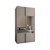 SCHWEBETÜRENSCHRANK 245,5/130/64 2-türig - Kaschmir/Silberfarben, Holz/Metall (130/245/64cm) - Abiks Möbel