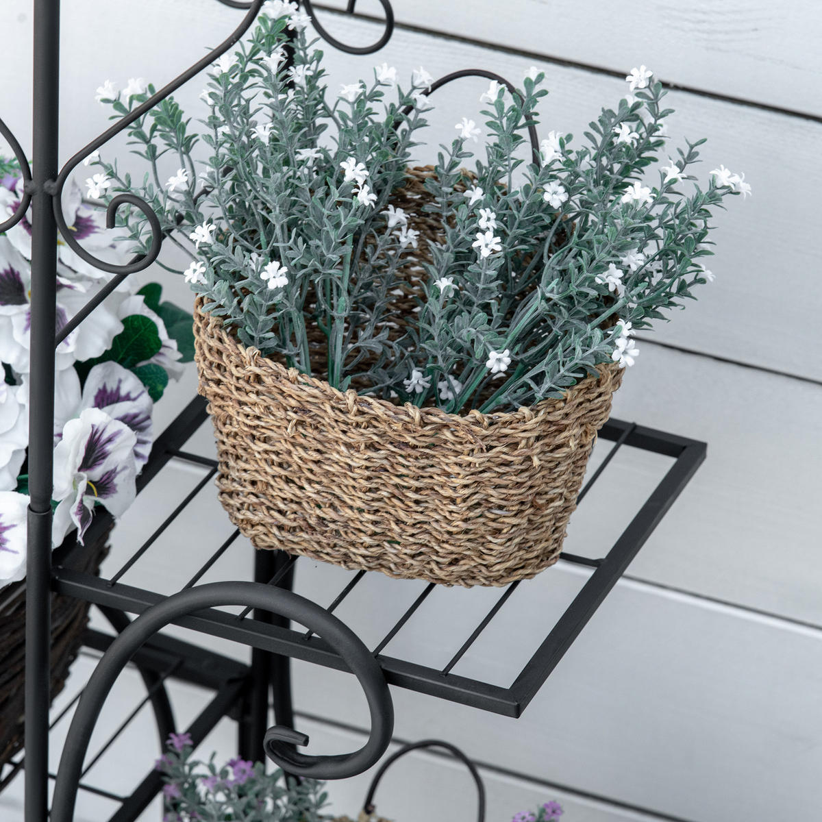 BLUMENSTÄNDER, Metall, Schwarz - Schwarz, Metall (24.5/80/45cm) - Outsunny