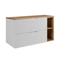 BADEZIMMERSCHRANK : weiß/Eiche Craft 100 (80 + 20) x 58,6 x 46 cm - Weiß/Braun, Holzwerkstoff (100/58.6/46cm) - 3XE LIVING