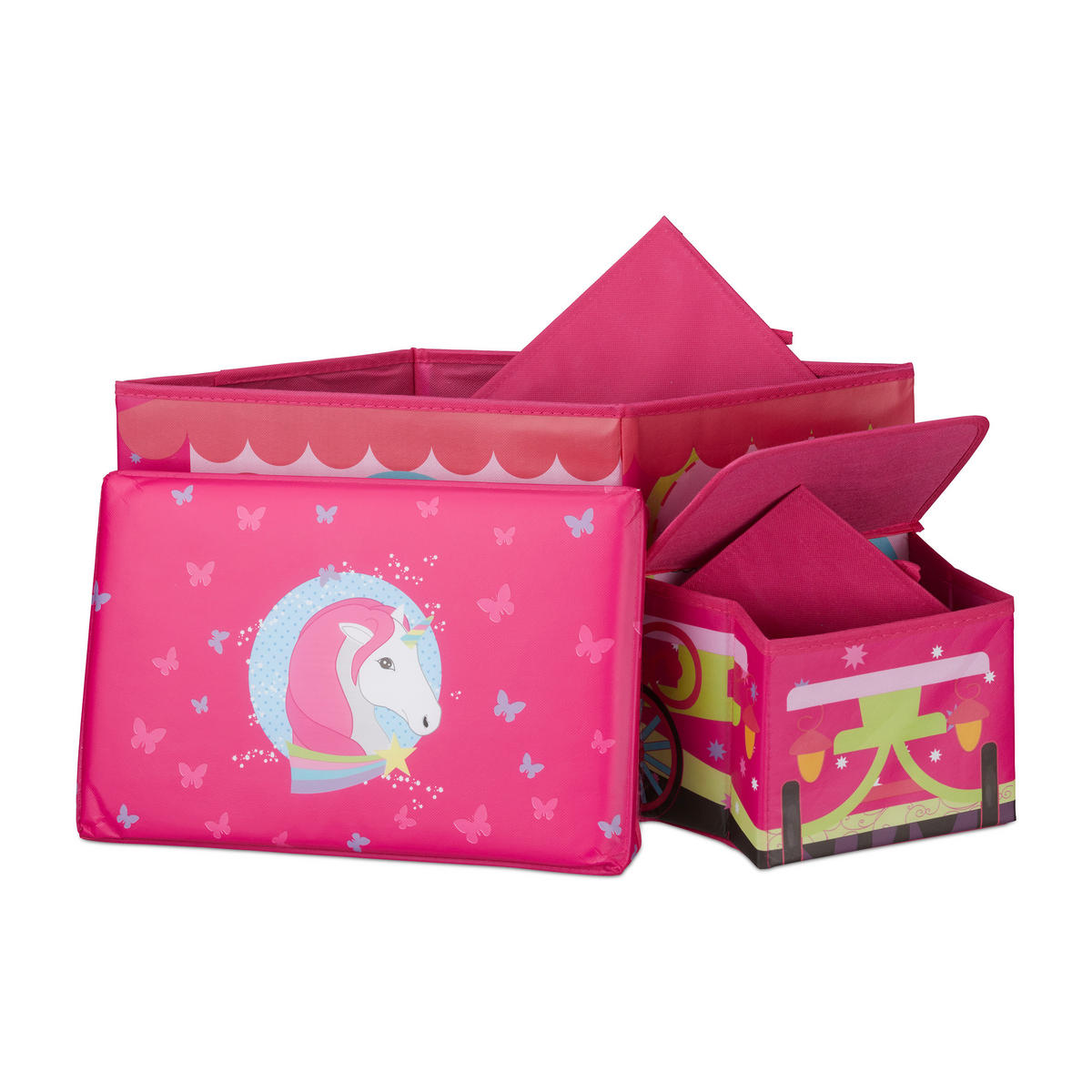 SITZBOX Kinder - Pink, Holzwerkstoff/Wellpappe (27/33/56cm) - Relaxdays
