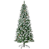 KÜNSTLICHER Weihnachtsbaum, 180 cm Christbaum mit Kunstschnee, Indoor - Grün, Kunststoff/Metall (180cm) - HOMCOM