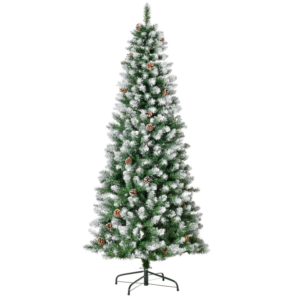 KÜNSTLICHER Weihnachtsbaum, 180 cm Christbaum mit Kunstschnee, Indoor - Grün, Kunststoff/Metall (180cm) - HOMCOM
