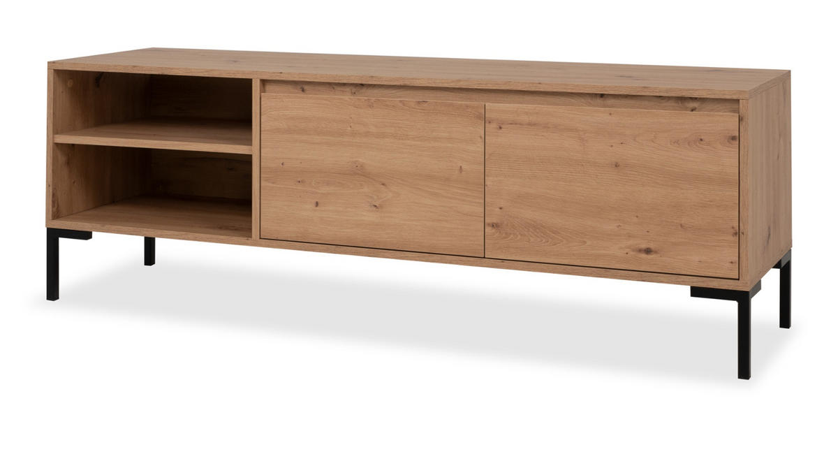 TV-LOWBOARD Eiche Artisan 150 cm, TV Unterteil mit Stauraum - Schwarz/Eiche Artisan, Holzwerkstoff/Metall (150/49/40cm) - Furn.Design