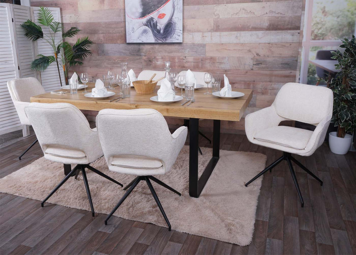 JEDÁLENSKÁ stolička krémovo biela, sada 2 ks - biela/krémová, textil (57/86/61cm) - MCW