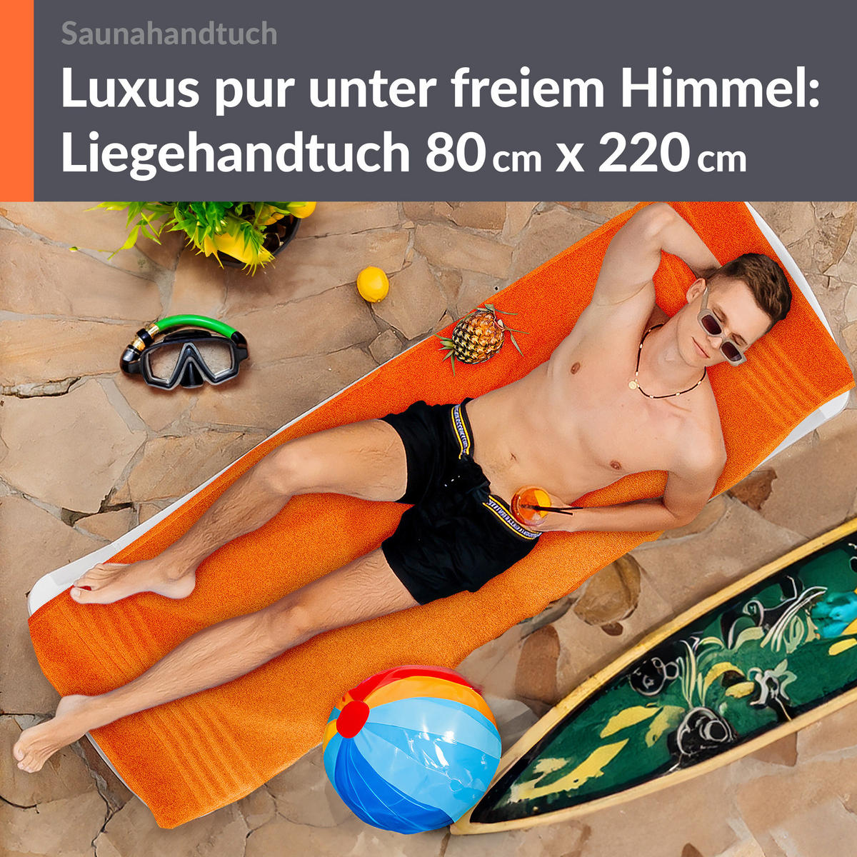 SAUNATUCH London Clementinen Orange 80x220 cm - Orange, Textil (80/220cm) - Lashuma