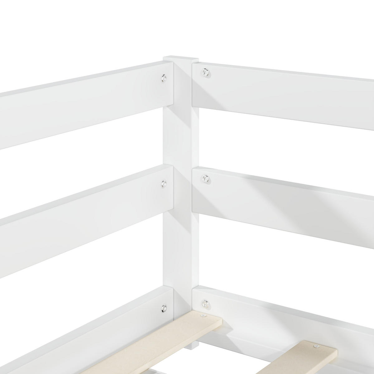 BODENBETT 140/200 cm DE-33039 mit Schutzgitter Weiß - Weiß, Holz (140/200cm) - ComfortXL