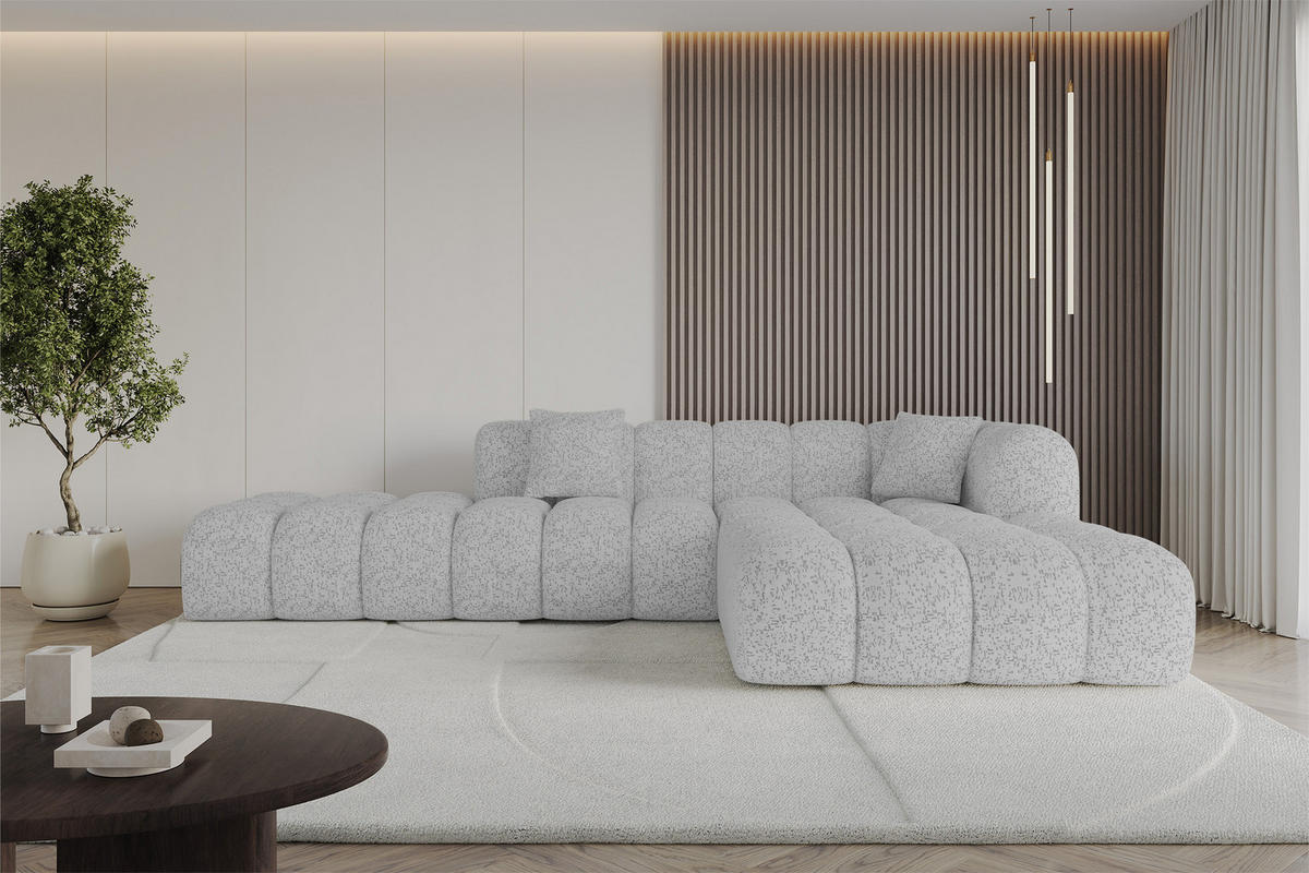 ECKSOFA Ottomane Rechts OLEA-L2 - 289x176x71 cm Grau - Schwarz/Grau, Holzwerkstoff/Kunststoff (289/176cm)