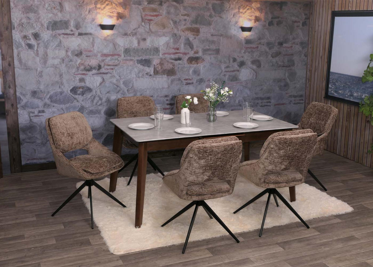 JEDÁLENSKÁ stolička hnedá, sada 2 ks - hnedá, textil (55/87/55cm) - MCW