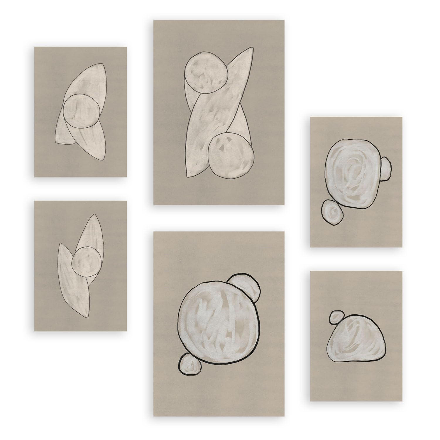 POSTER Set Mit 6 Kosmische Kontur In Form Abstracts Ästhetische Dekorative Gemälde Für Ihr Wohnzimmer, Schlafzimmer, Zuhause A3 & A4 Rahmenlos - Klar, Papier (29/3cm) - Nacnic