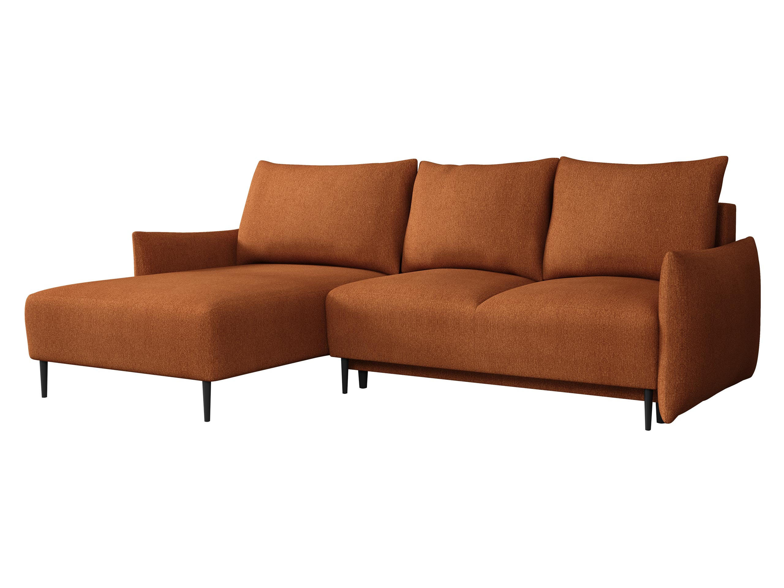 ECKSOFA Santi L - Schwarz/Orange, Holz/Textil (240/160cm) - MIRJAN24