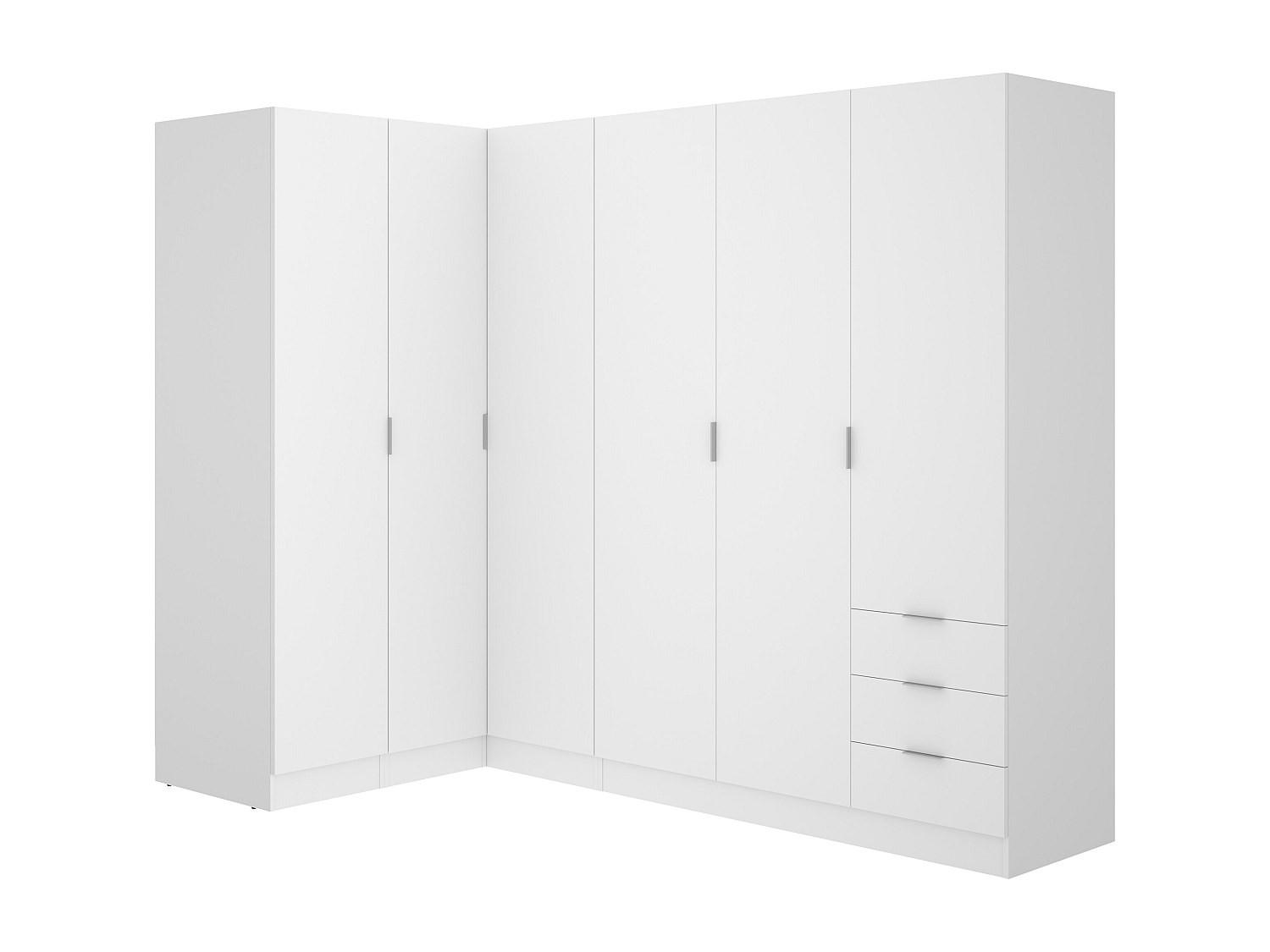 KLEIDERSCHRANK - 213 cm x 132 cm - Holz, Platte - Weiß LISTOWEL - Weiß, Holz (213/184/132cm) - Vente-Unique