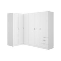 KLEIDERSCHRANK - 213 cm x 132 cm - Holz, Platte - Weiß LISTOWEL - Weiß, Holz (213/184/132cm) - Vente-Unique