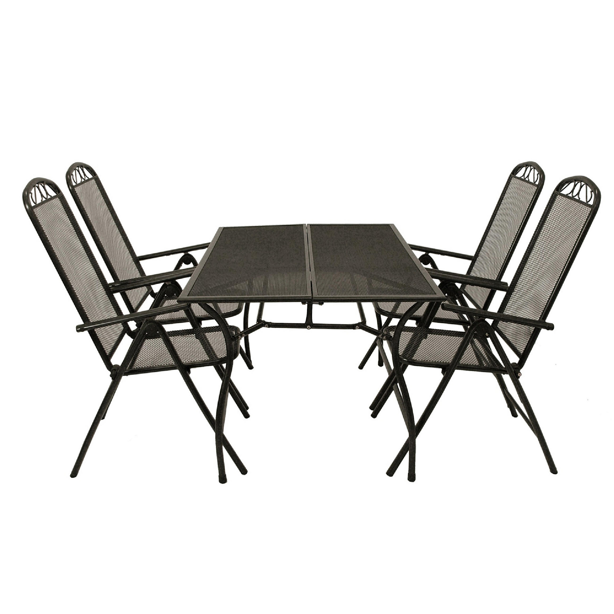 GARTENESSGRUPPE Glasgow - GartenGARTEN-GARNITUR für 4 Personen - Gartenmöbel Set 5-teilig - Streckmetall anthrazit - Grau, Metall - TPFGarden