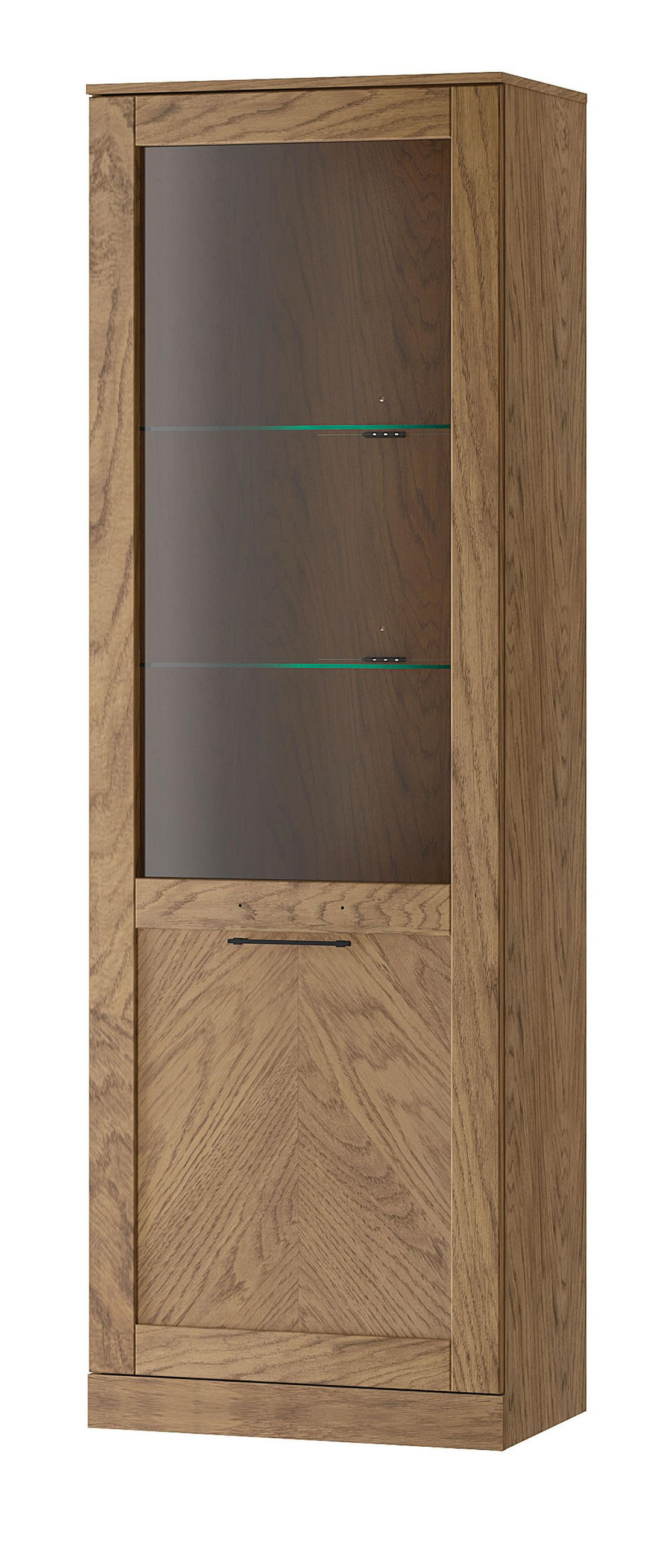 STANDVITRINE Cozy 10 Eiche Rustikal 65 / 42 / 198cm - Eichefarben/Braun, Holz/Metall (65/198/42cm) - Feldmann-Wohnen