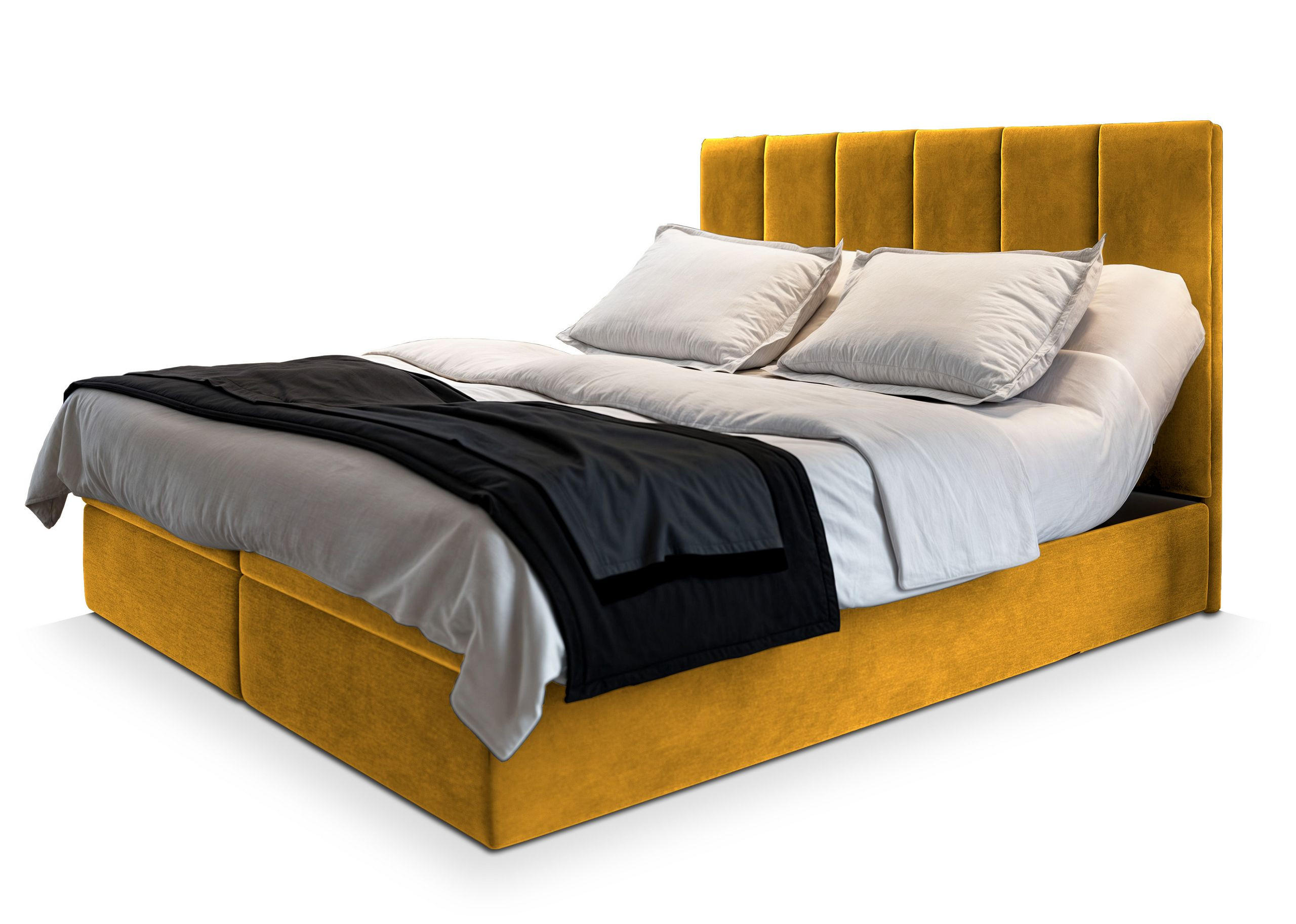 BOXBETT BARINO 140x200 cm mit Matratze und Topper - Gelb - Gelb, Holz (140/200cm) - MASSENO