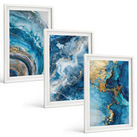BILDER SET 3er Set - 40x60 cm Weißer Rahmen - Blaue abstrakte Muster - Weiß, Kunststoff (40/60cm) - TULUP