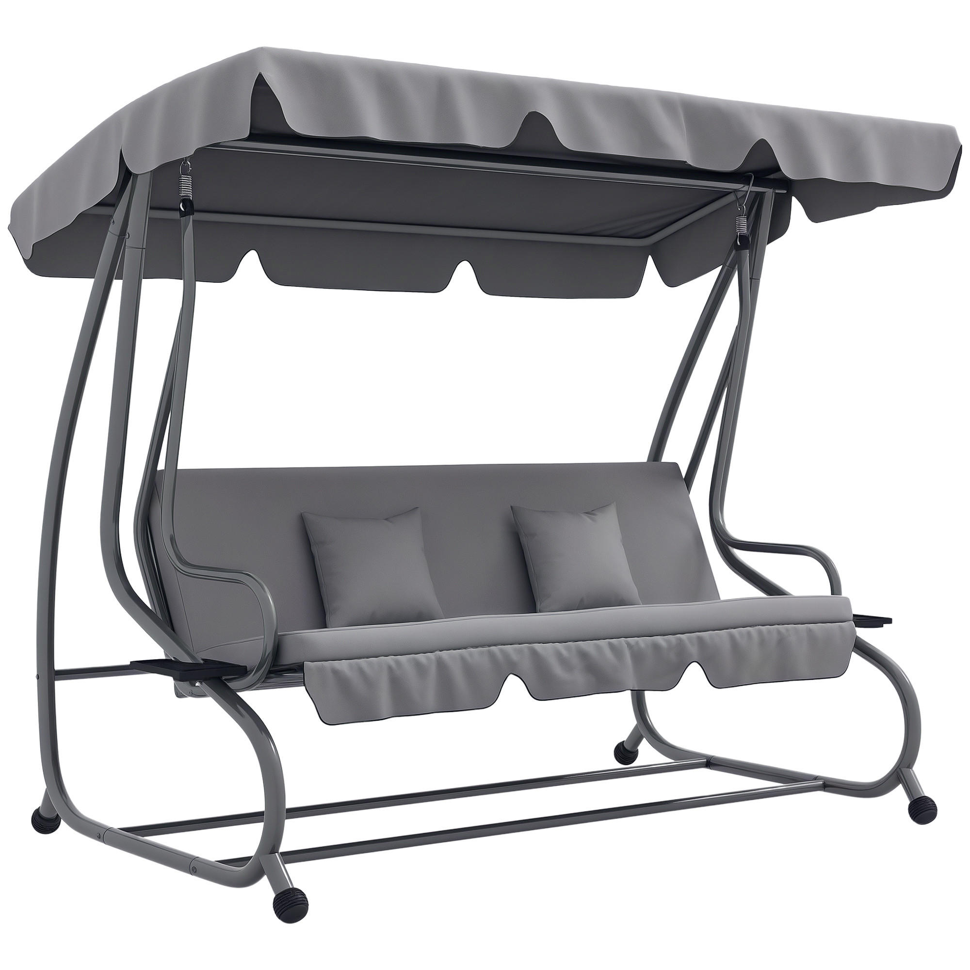 2-IN-1 HOLLYWOODSCHAUKEL DE-07032 Mit Liegefunktion, verstellbares Dach, Grau - Hellgrau, Textil/Metall (200/164/120cm) - ComfortXL