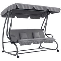 2-IN-1 HOLLYWOODSCHAUKEL DE-07032 Mit Liegefunktion, verstellbares Dach, Grau - Hellgrau, Textil/Metall (200/164/120cm) - ComfortXL