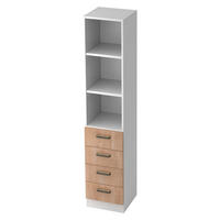 SCHUBLADENSCHRANK - 4 Schübe 42/40,6/200,4 cm in Weiß/Nussbaumfarben Streifengriff (Kunststoff) - Nussbaumfarben/Weiß, Holzwerkstoff (40.6/200.4/42cm) - bümö