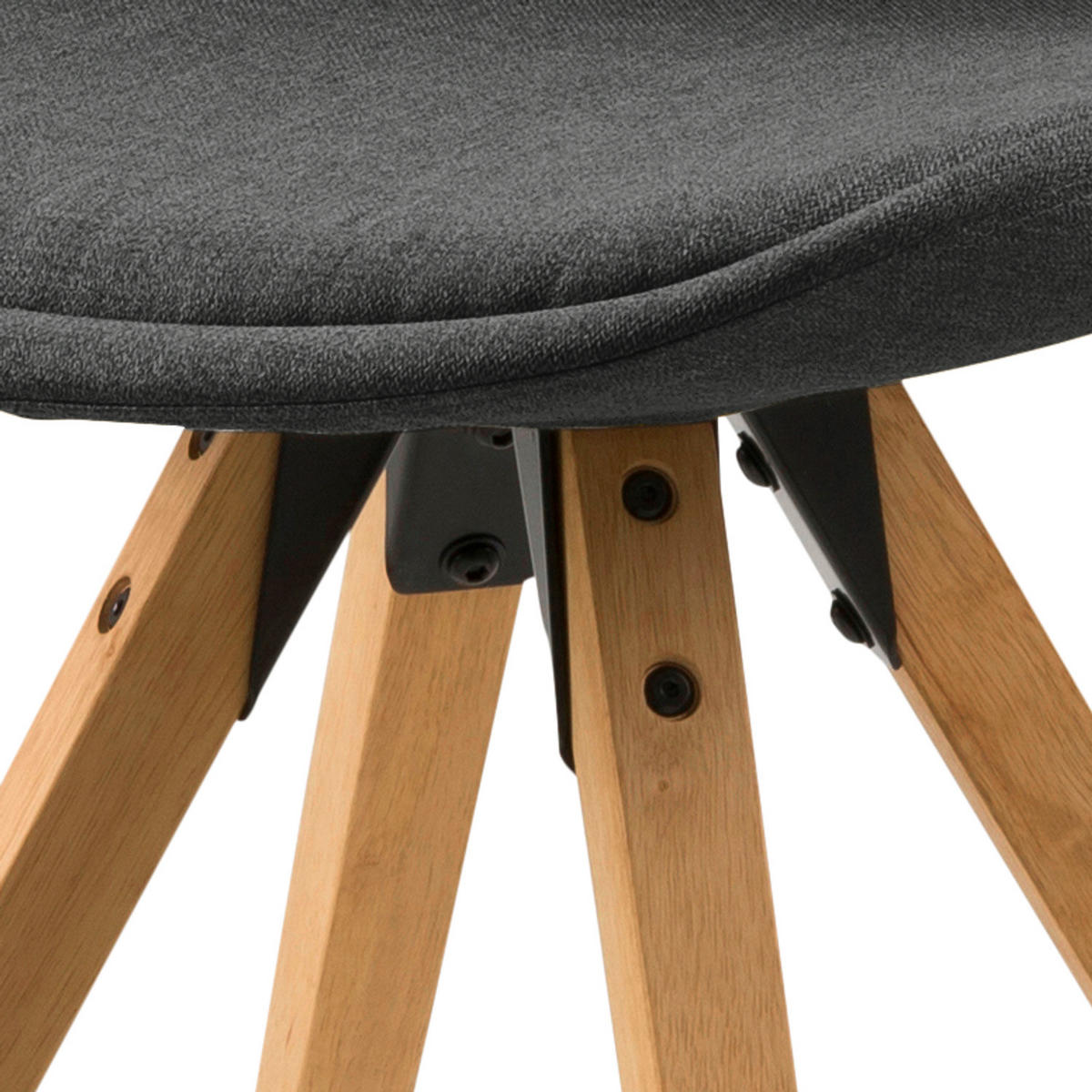 POLSTERSTUHL - Massivholz Gummibaum / Textil - Dunkelgrau/Braun, Holz/Textil (49/85/55cm) - home24
