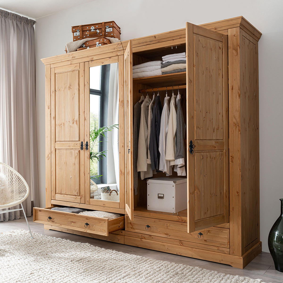 KLEIDERSCHRANK Steinkjer-69 - Braun, Holz (254/215/62cm) - Lomado