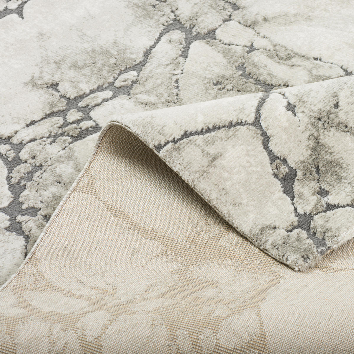 VENEZIA LUXUS DESIGNER TEPPICH MARMOR OPITK - Grau, Textil (120/170cm) - Pergamon