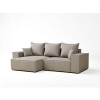 ECKSOFA MIT SCHLAFFUNKTION Moyo Beige Webstoff - Beige/Schwarz, Holz/Holzwerkstoff (255/148cm) - Maison de Reve