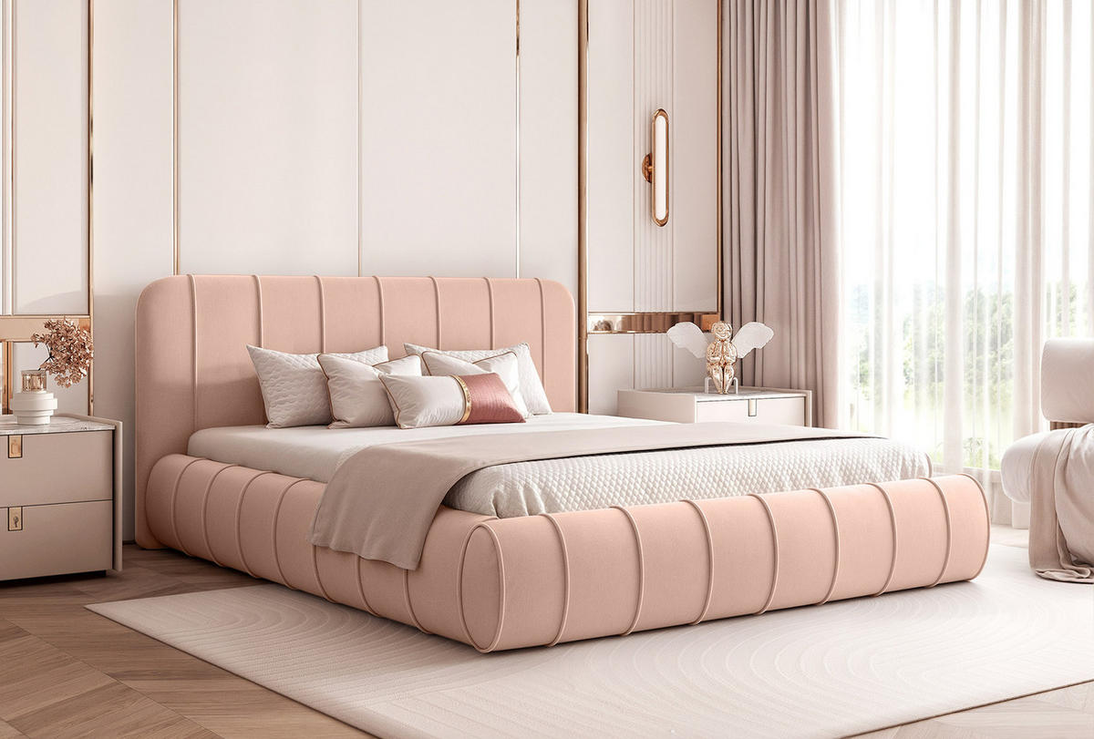 POLSTERBETT TIRO 200x200 cm, Rosa - Pink, Textil (200/200cm) - Fedve