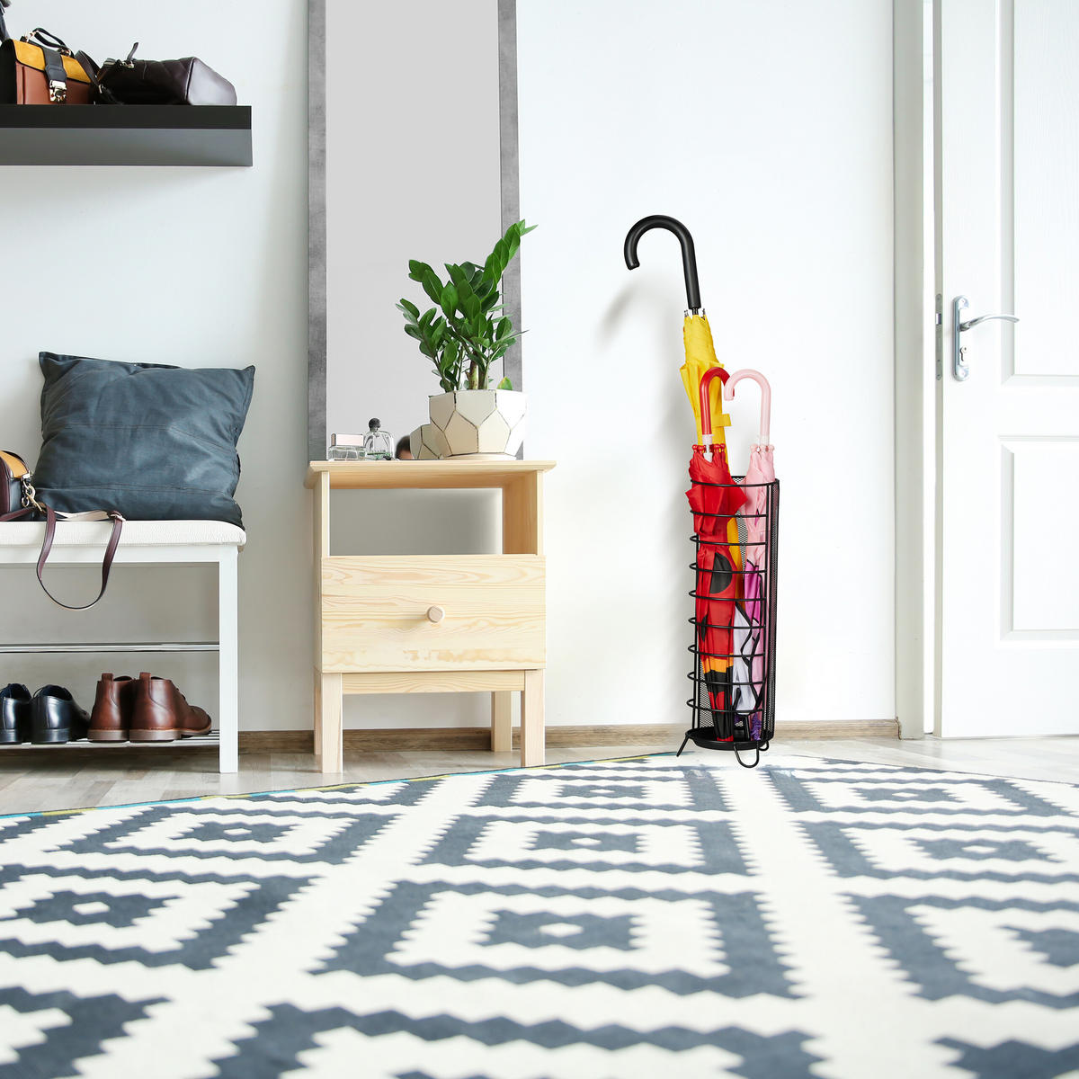 REGENSCHIRMSTÄNDER - Schwarz, Metall (16/44/16cm) - Relaxdays