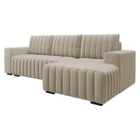 ECKSOFA Hugo, Seite: Rechts - Dunkelbraun/Beige, Holz/Textil (240/140cm)