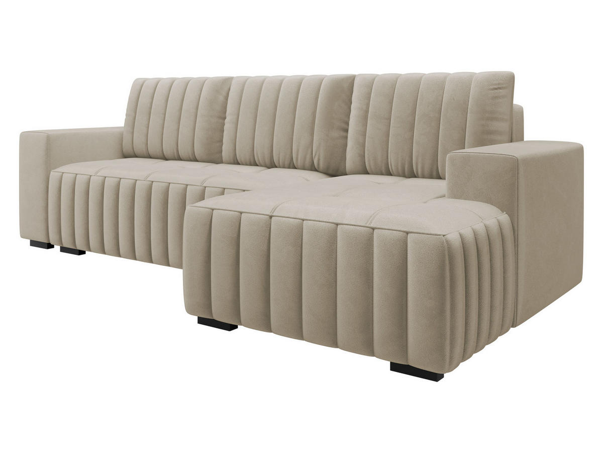 ECKSOFA Hugo, Seite: Rechts - Dunkelbraun/Beige, Holz/Textil (240/140cm)