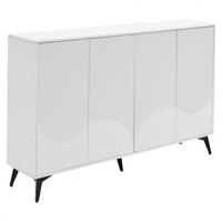 SIDEBOARD weiß & 3d-rillen-design mit 4 türen - Weiß, Holzwerkstoff (160/100/35cm) - Urban Meuble
