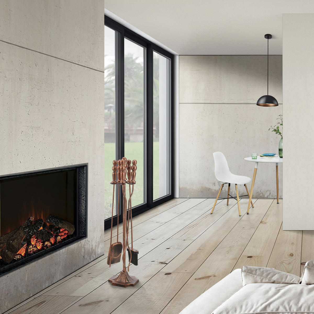 KAMINBESTECK-SET 5 TLG. Dovre - Bronzefarben, Metall (17.5/80/17.5cm) - [en.casa]