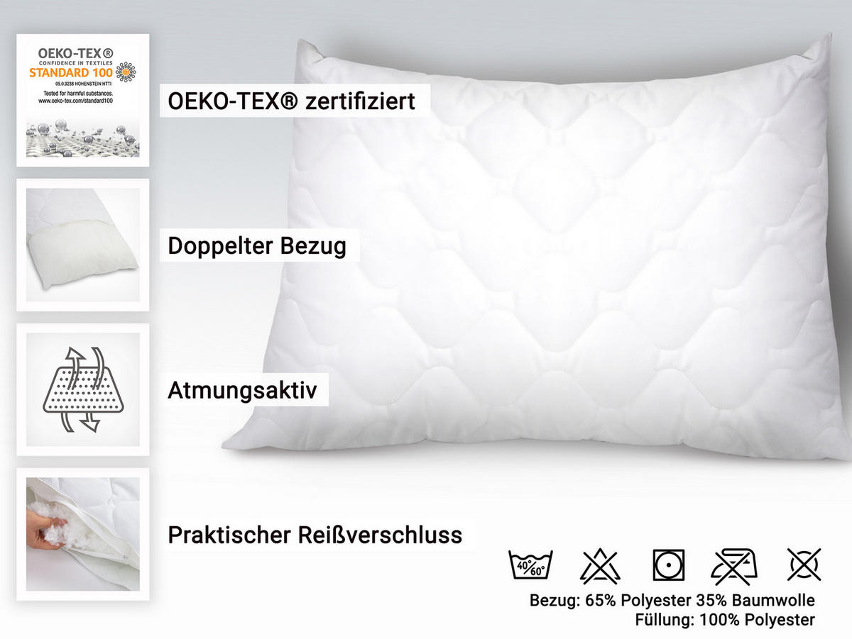 KISSEN, 60x80 cm, 100% Polyester-Hohlfaser Füllung, Weiß - Weiß, Textil (60/80cm) - Zollner