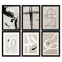 POSTER Set Mit 6 Illustrationen Von Franz Kline Künstlers A3 Schwarzer Rahmen - Schwarz, Papier (29/3cm) - Nacnic