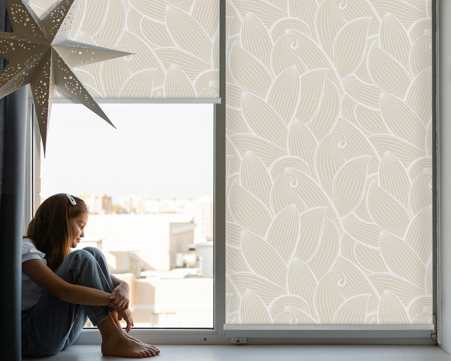 ROLLO LICHTDURCHLÄSSIG 90x240 cm Blätter - Grau, Textil (90/240cm) - TULUP