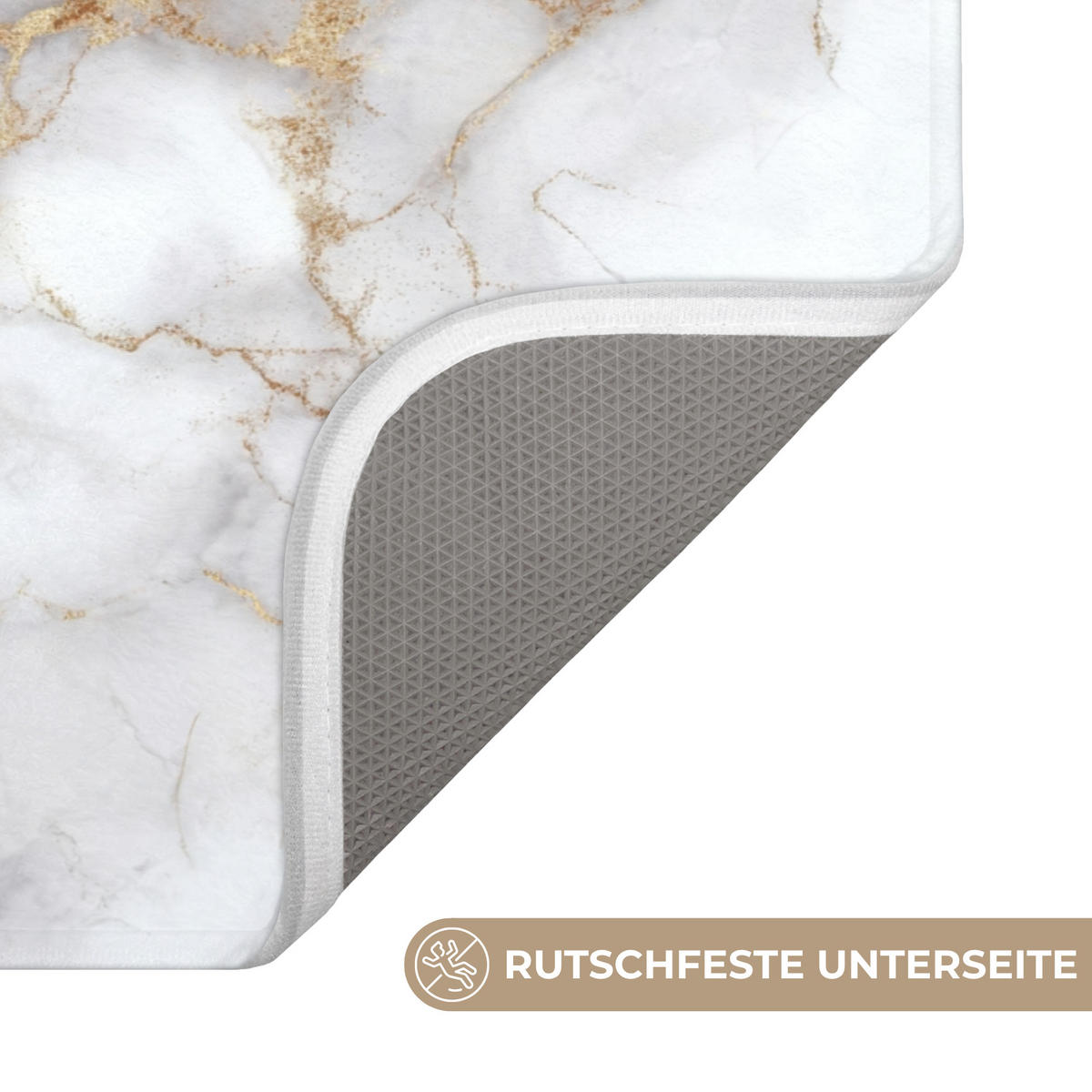 KÚPEĽŇOVÁ PREDLOŽKA Biela - zlatá - mramorová - sivá 60x40 cm - biela, textil/plast (60/40cm) - OnlyWow