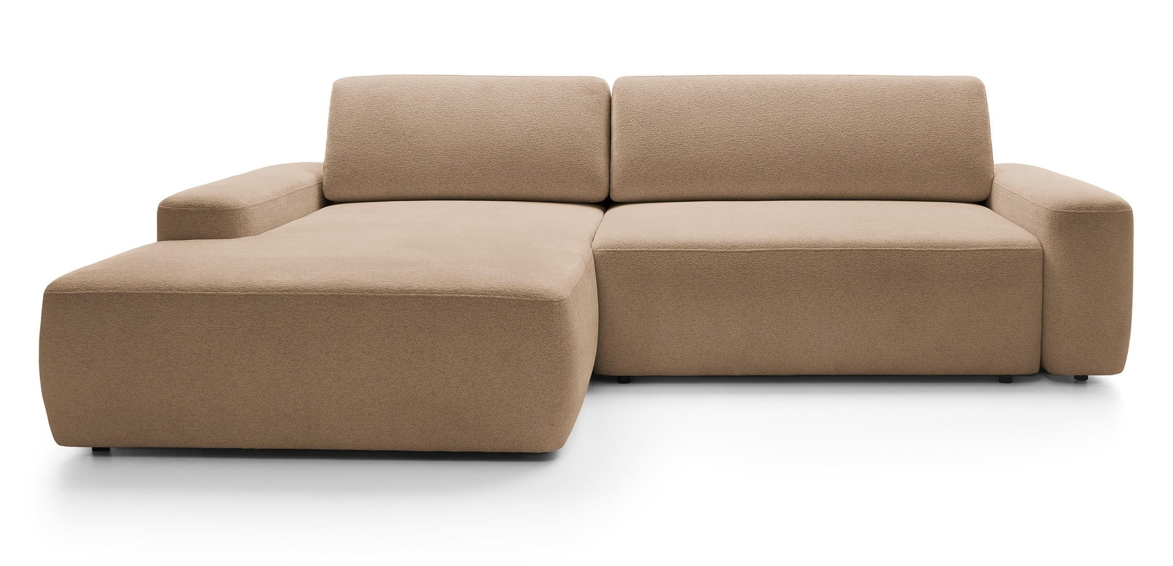 ECKCOUCH mit Schlaffunktion Orea M, 265 cm, Bettkasten, Links, Braun - Braun, Holz (264/162cm) - Emporius