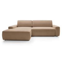 ECKCOUCH mit Schlaffunktion Orea M, 265 cm, Bettkasten, Links, Braun - Braun, Holz (264/162cm) - Emporius